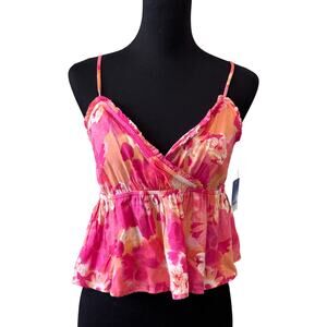 New ABOUND NORDSTROM Women's Pink Floral Swing Cami Top Size M